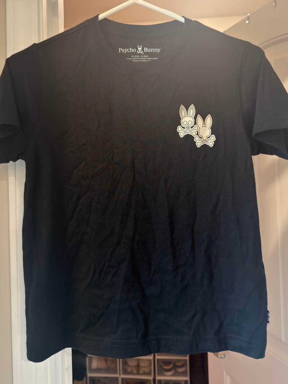 Psycho Bunny Black Short Sleeve Crew Neck Tee with Double Bunny Patch